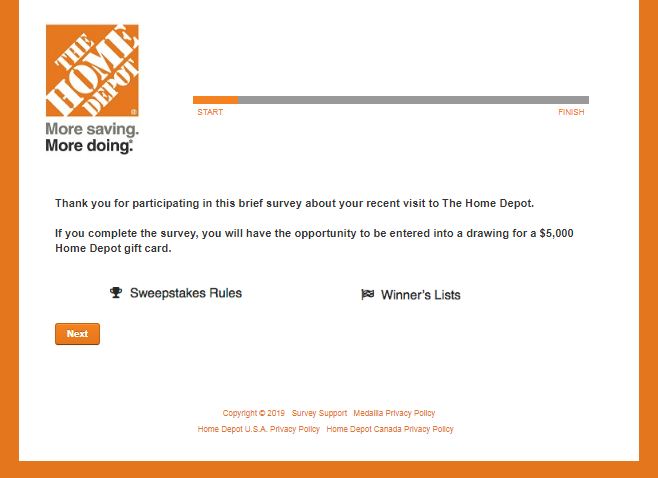 home depot survey