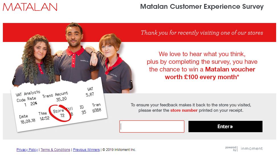 Matalan Survey Win 100 Matalan Voucher Matalan Customer Survey