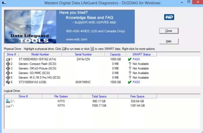Western Digital Data Lifeguard Diagnostic