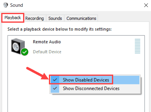 Show Disabled Devices Show Disabled Devices