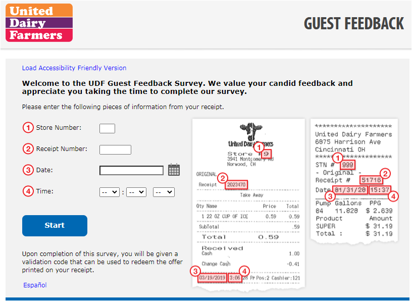 United Dairy Farmers Customer Feedback Survey