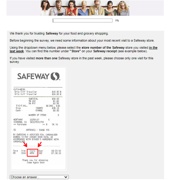 Safeway Survey Sweepstakes 2020