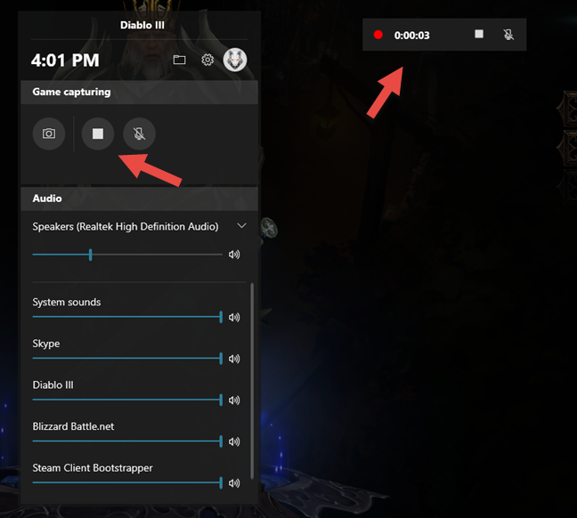 Stopping Screen Recording in Xbox Game Bar