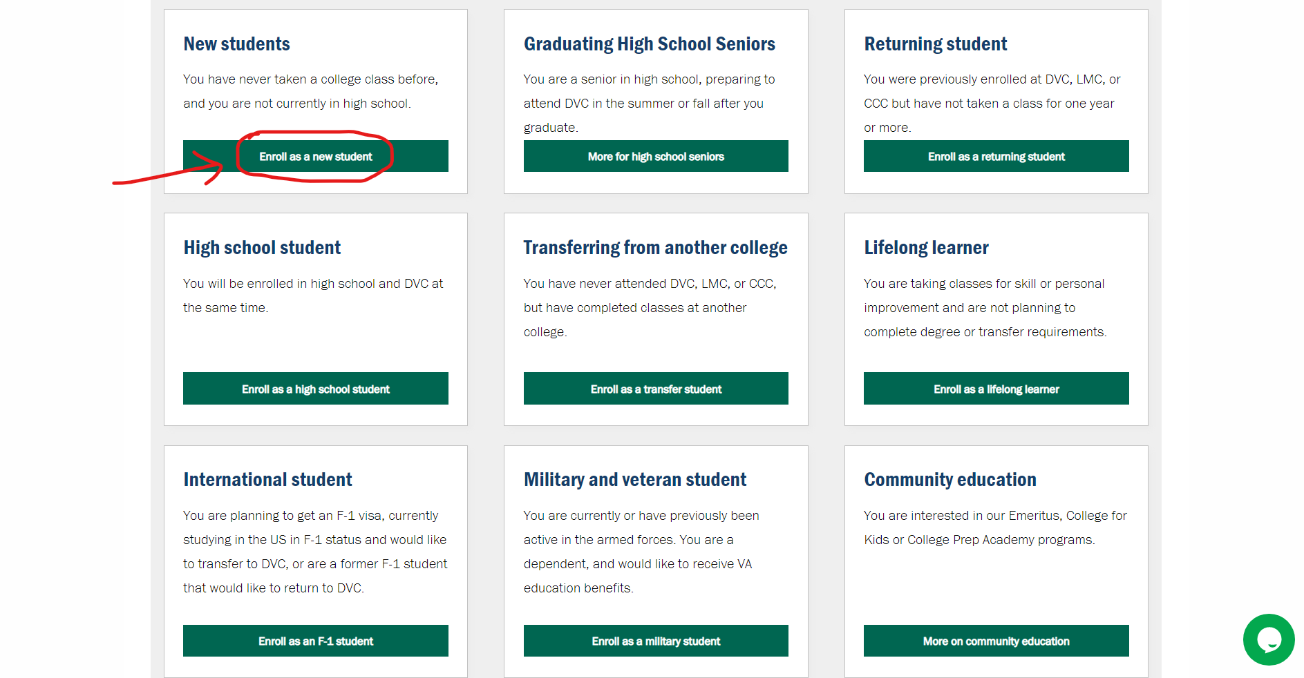 Enroll as new student