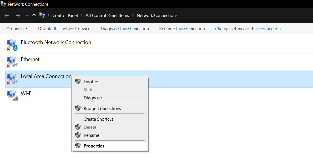 Network Adapter Properties