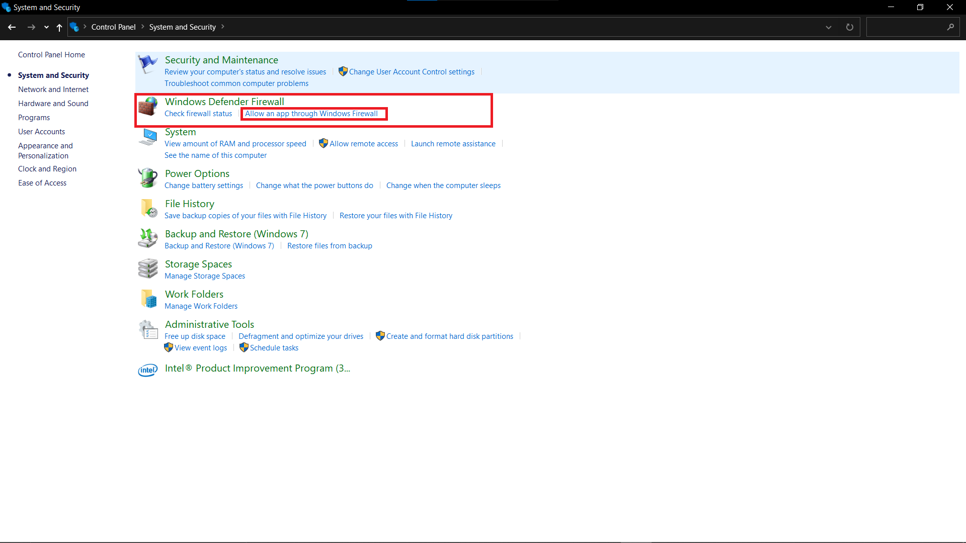 Allow an app through firewall