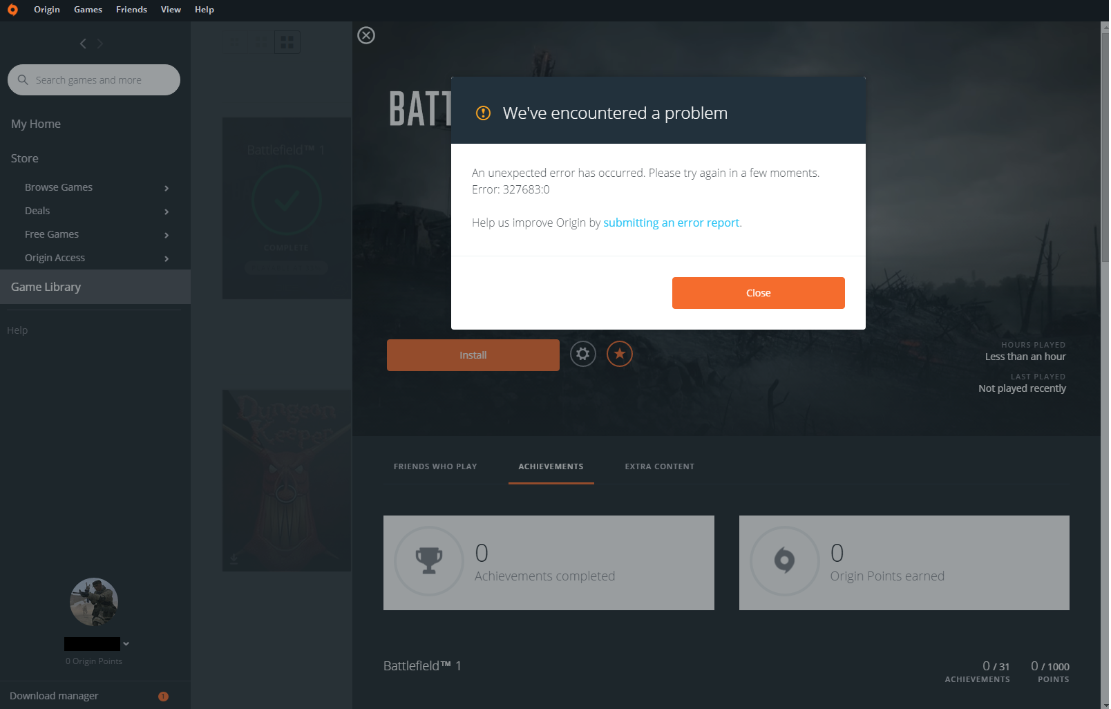 Fix An Unexpected Error Has Occurred Please Try Again In A Few Moments Error - 327683-0 Title